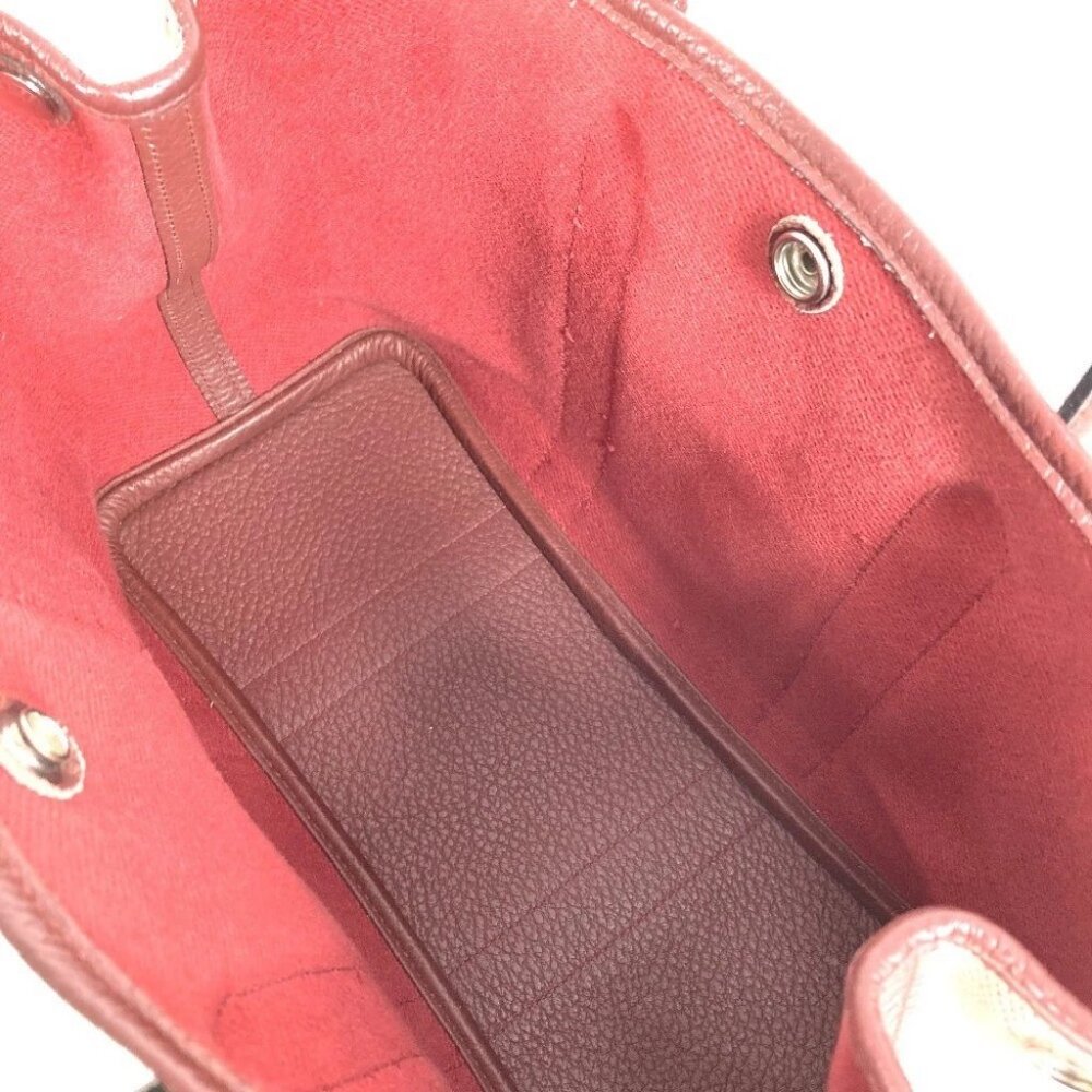 HERMES Garden Party TPM Tote Bag Hand Bag Toile H / Leather wine-red/Beige - Picture 16 of 16